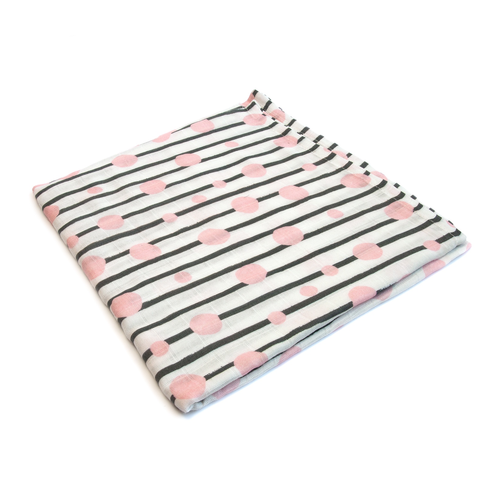 фото Пеленка текстильная MamSi Муслиновая пеленка Розовые точки белый, черный, розовый