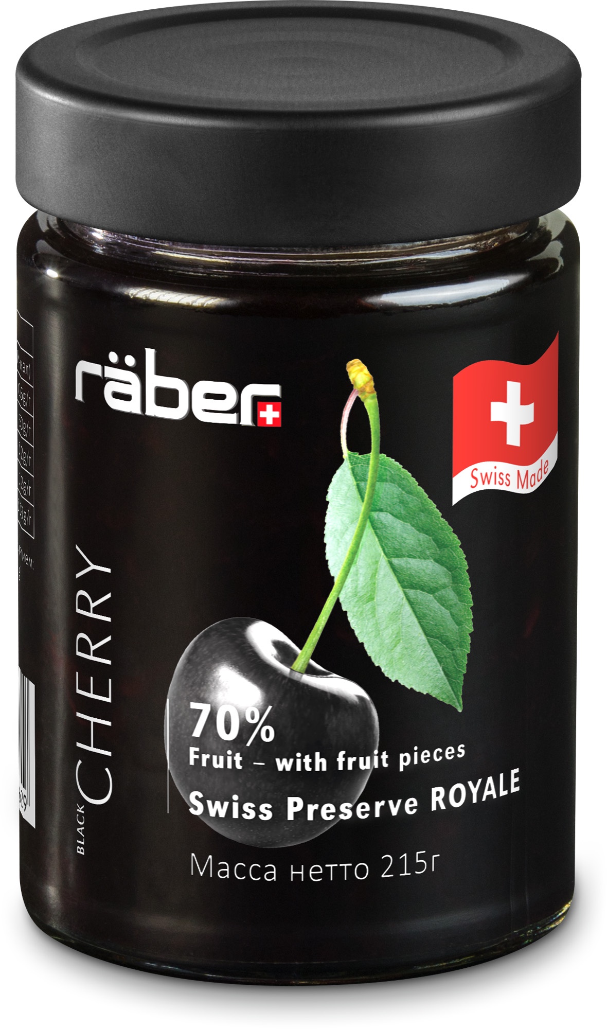 фото Джем Raber -швейцарский "Royale" из вишни , содержание фруктов 70% Стеклянная банка, 215 г