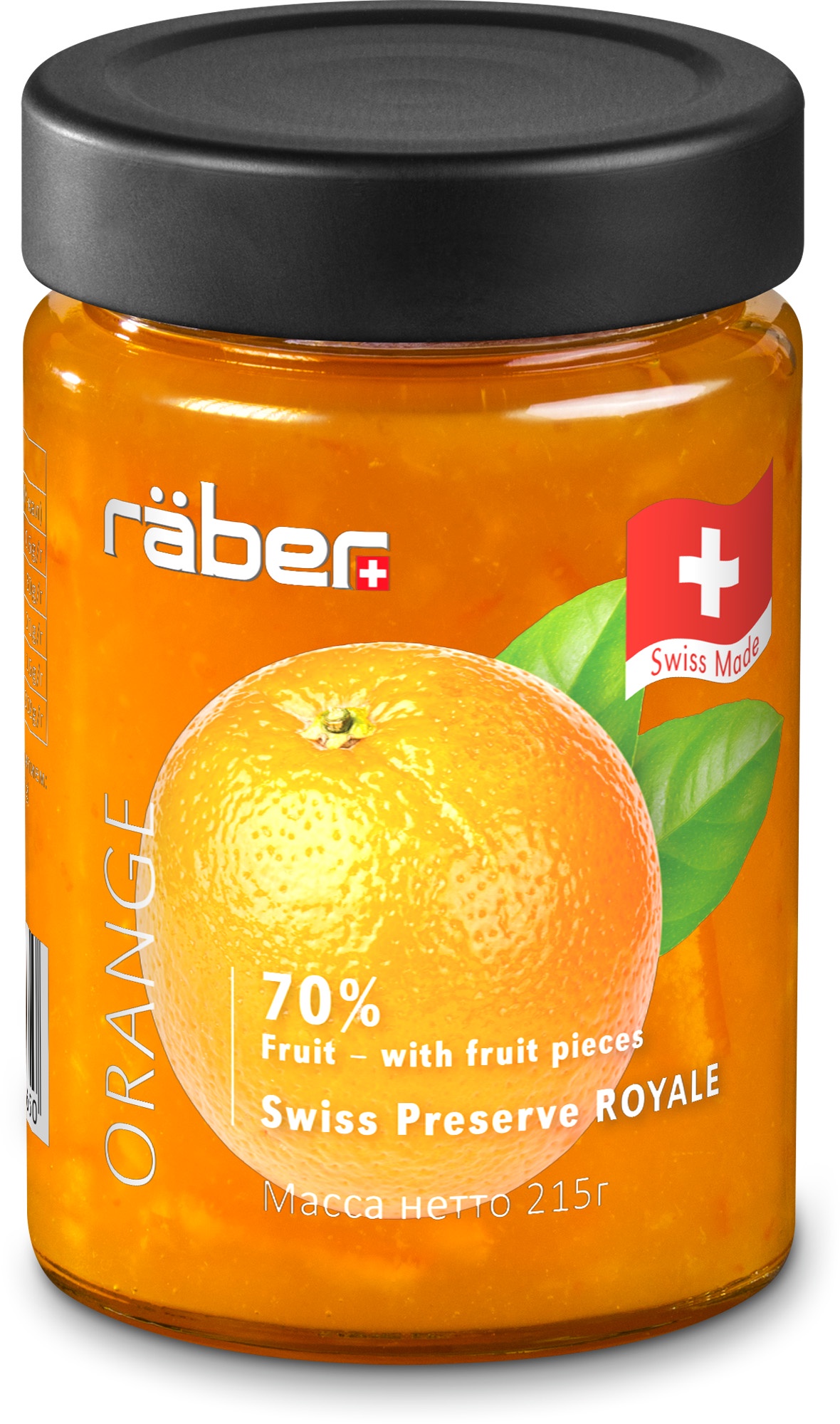 фото Джем Raber -швейцарский мармелад "Royale" из апельсинов , содержание фруктов 70% Стеклянная банка, 215 г