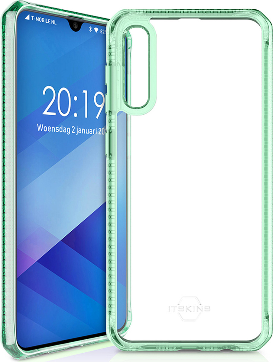 фото Чехол-накладка Itskins Hybrid Clear для Samsung Galaxy A50, прозрачный, мятный