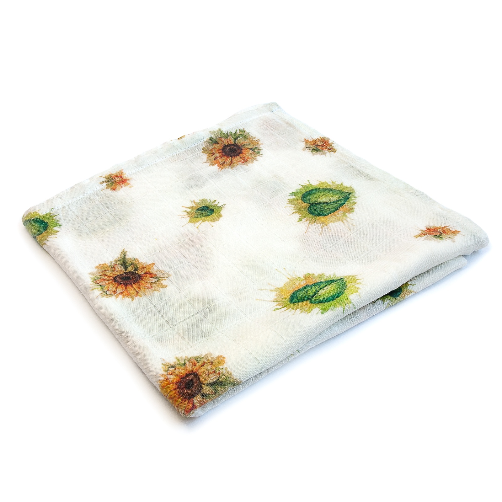 фото Пеленка текстильная MamSi Муслиновая пеленка Подсолнухи желтый, белый