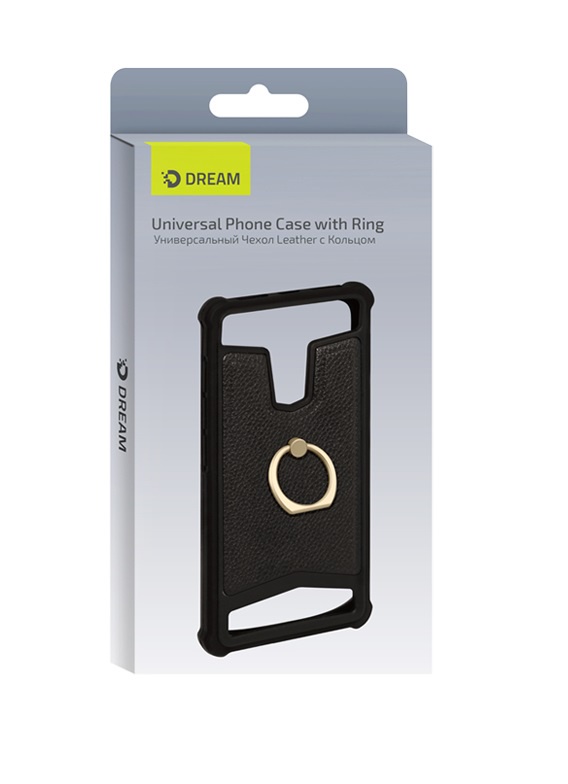 Чехол для сотового телефона DREAM универсальный 5.5-6.0 с кольцом, черный