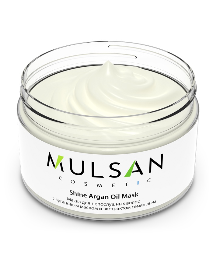 фото Маска для волос Mulsan с аргановым маслом и экстрактом семян льна, для непослушных волос