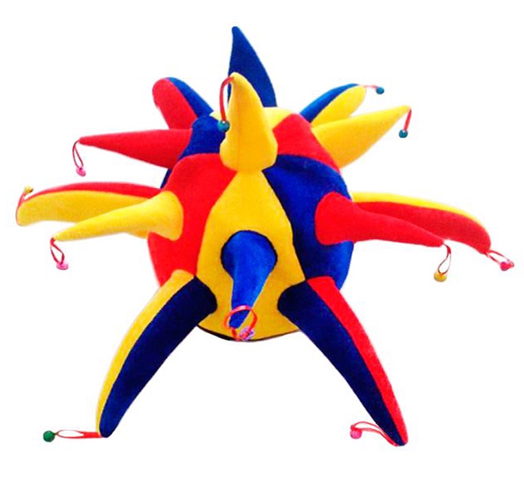 фото Шляпа карнавальная, Головной убор Шут, трехцветный, размер 58 Веселуха