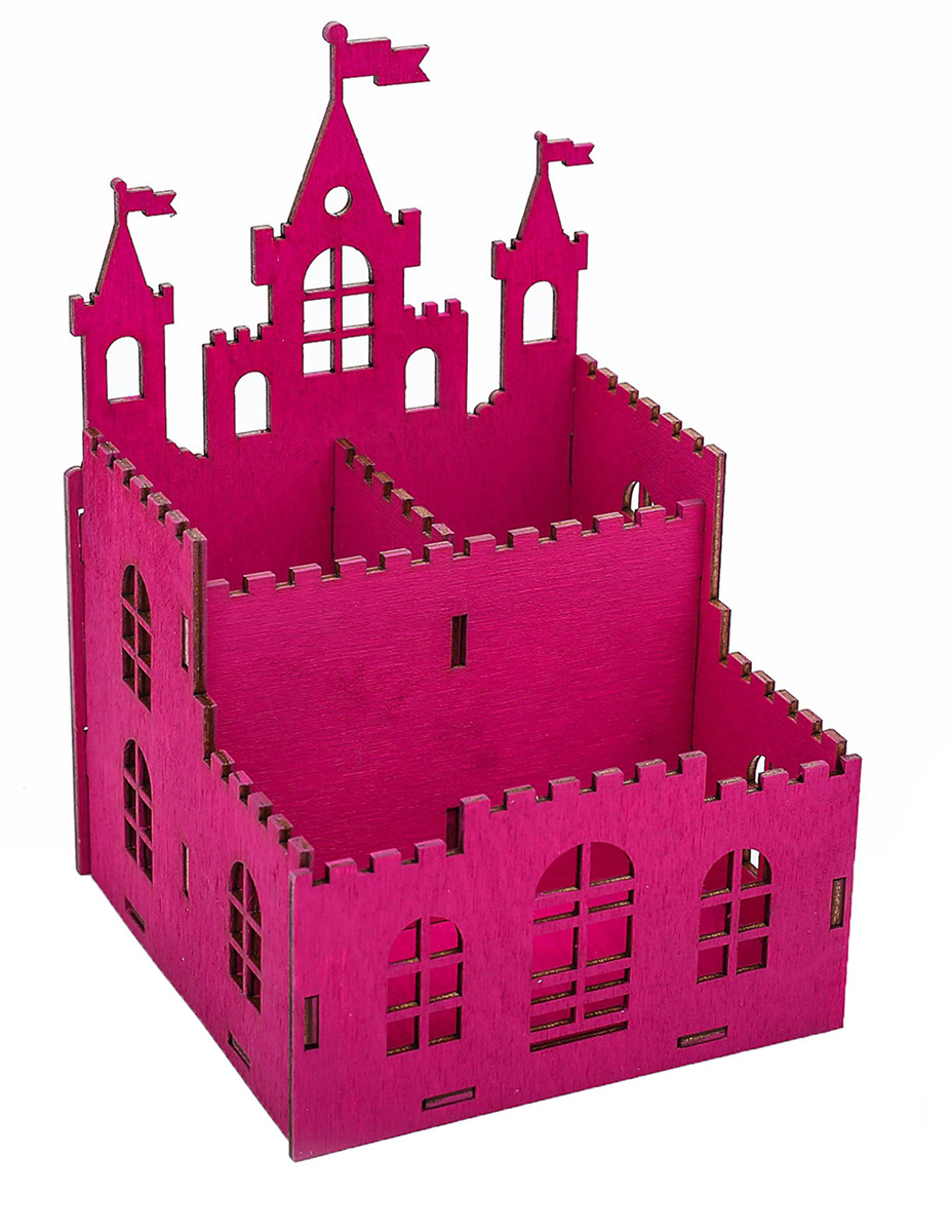 фото Органайзер для хранения канцелярских принадлежностей Замок принцесса, 3648488, розовый, 16,5 х 14 х 14 см Уральская фабрика сувениров ооо
