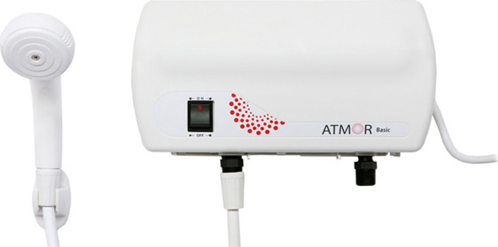 Водонагреватель проточный электрический Atmor Basic 3,5 KW Shower, белый
