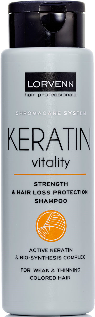 фото Восстанавливающий шампунь Lorvenn Keratin Vitality, для слабых и истонченных окрашенных волос, с кератином, 300 мл