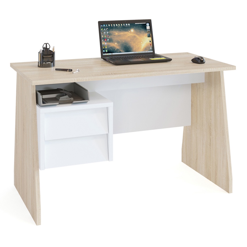 фото Письменный стол Сокол КСТ-115, цвет дуб сонома/белый