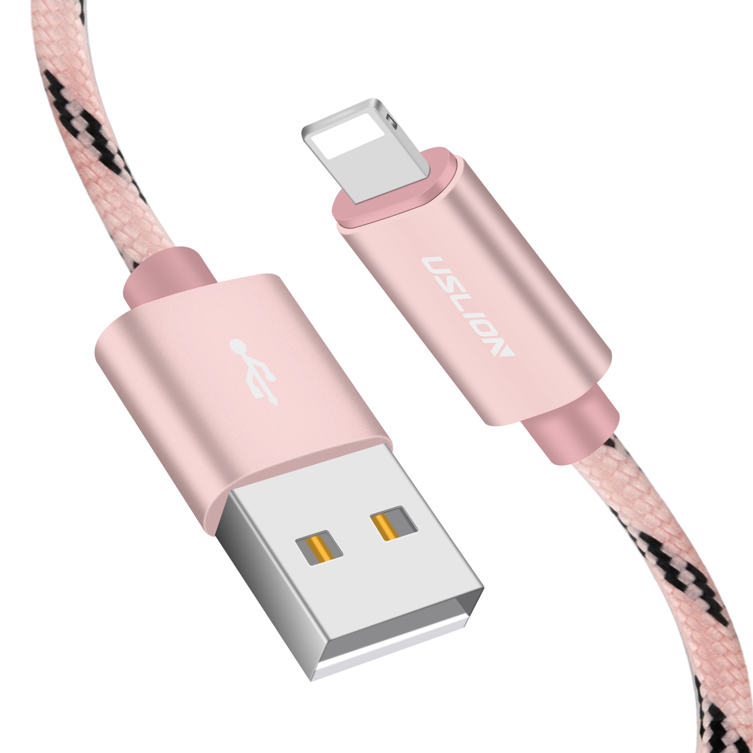 фото Кабель Uslion Micro USB-кабель для iPhone X 8 7 5 6 Plus, розовый