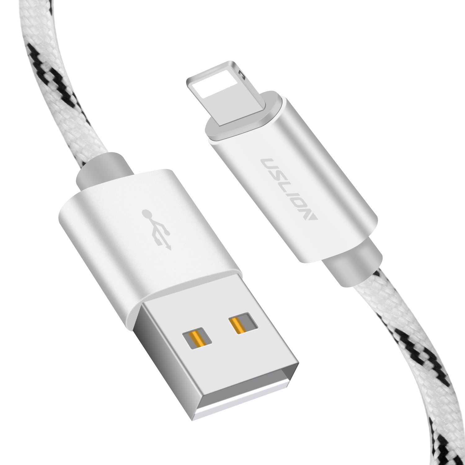 фото Кабель Uslion Micro USB-кабель для iPhone X 8 7 5 6 Plus, серебристый