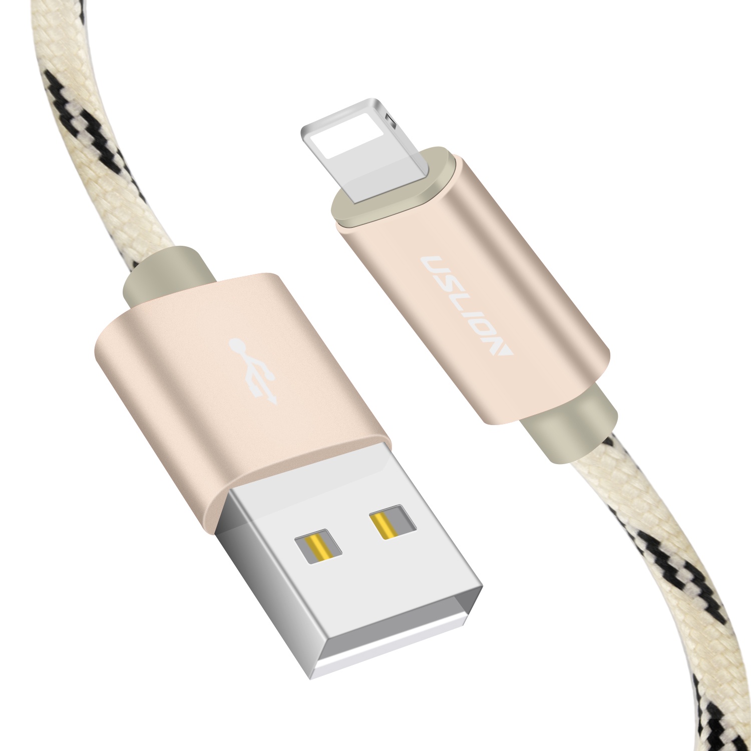 фото Кабель Uslion Micro USB-кабель для iPhone X 8 7 5 6 Plus, золотой