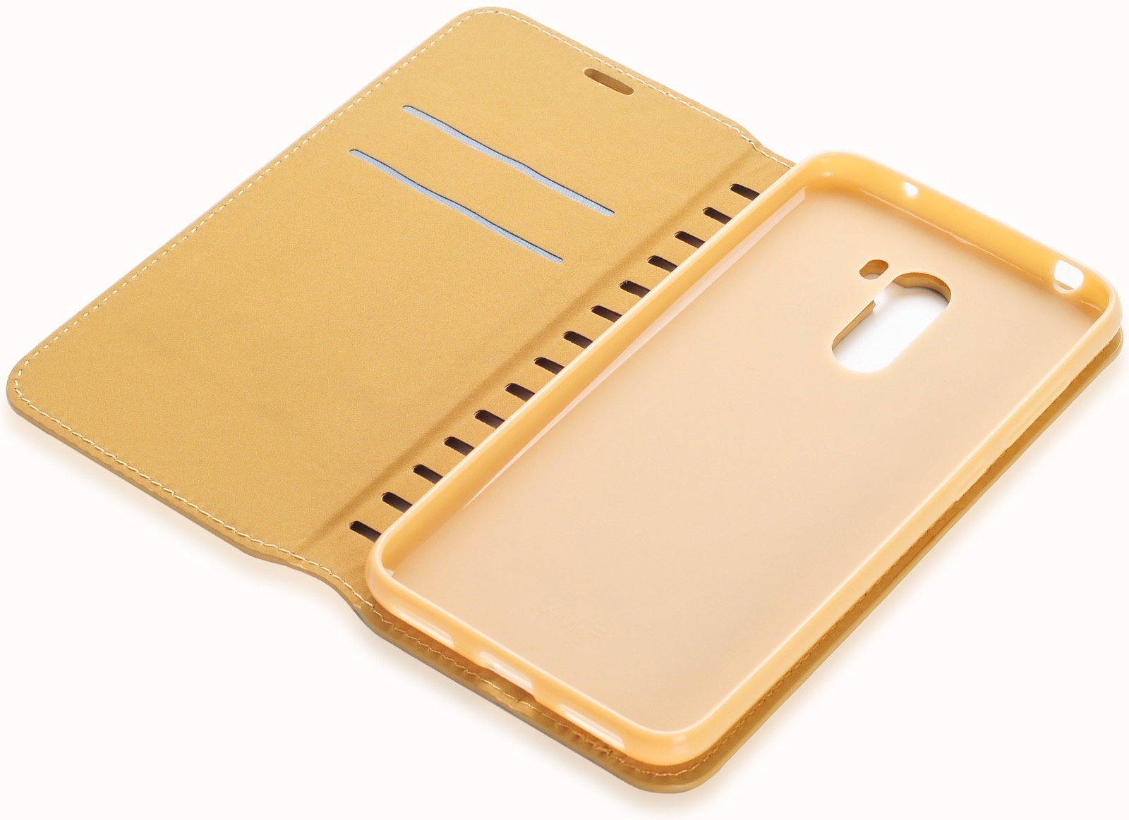фото Чехол для сотового телефона Gurdini Premium case книжка с силиконом на магните gold для Xiaomi Redmi Pocophone F1, золотой