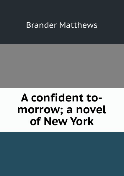 A confident to-morrow; a novel of New York