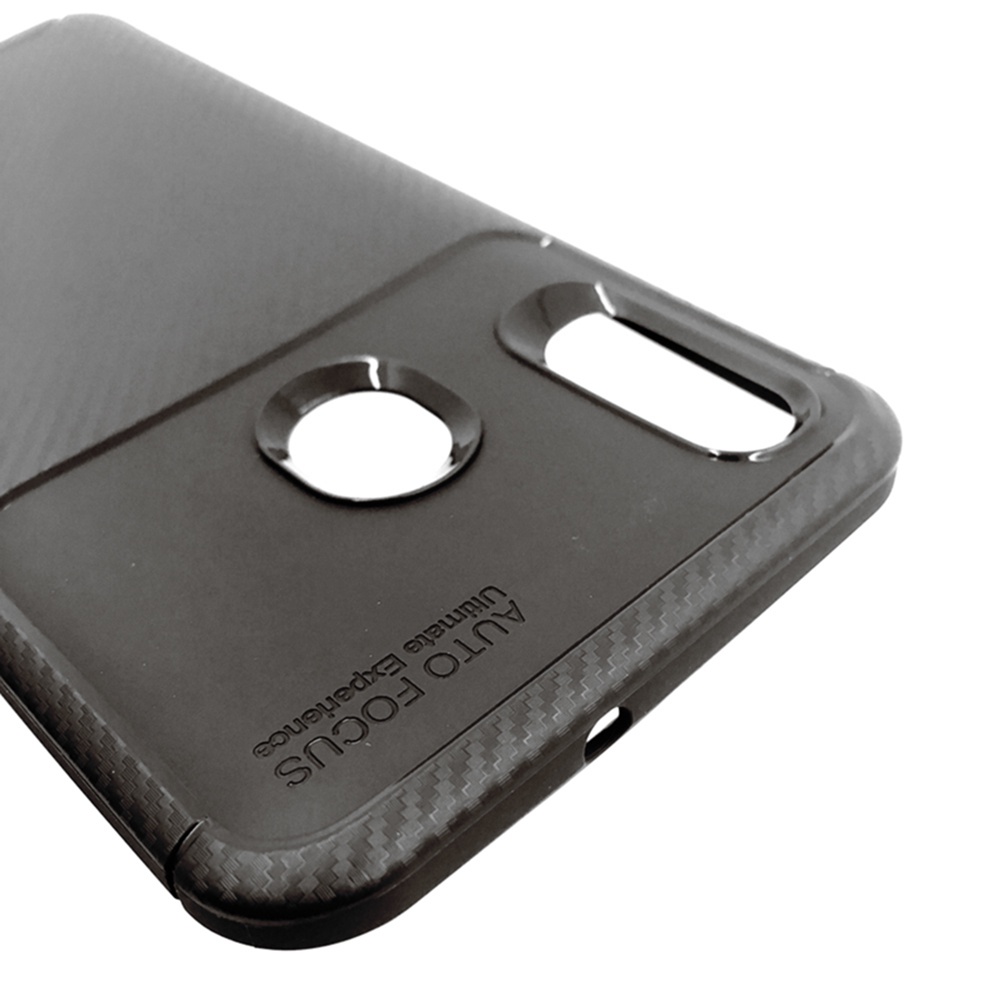 фото Чехол для сотового телефона Мобильная мода Honor 10 Lite / P Smart (2019) Накладка силиконовая противоударная с текстурой карбона, черный