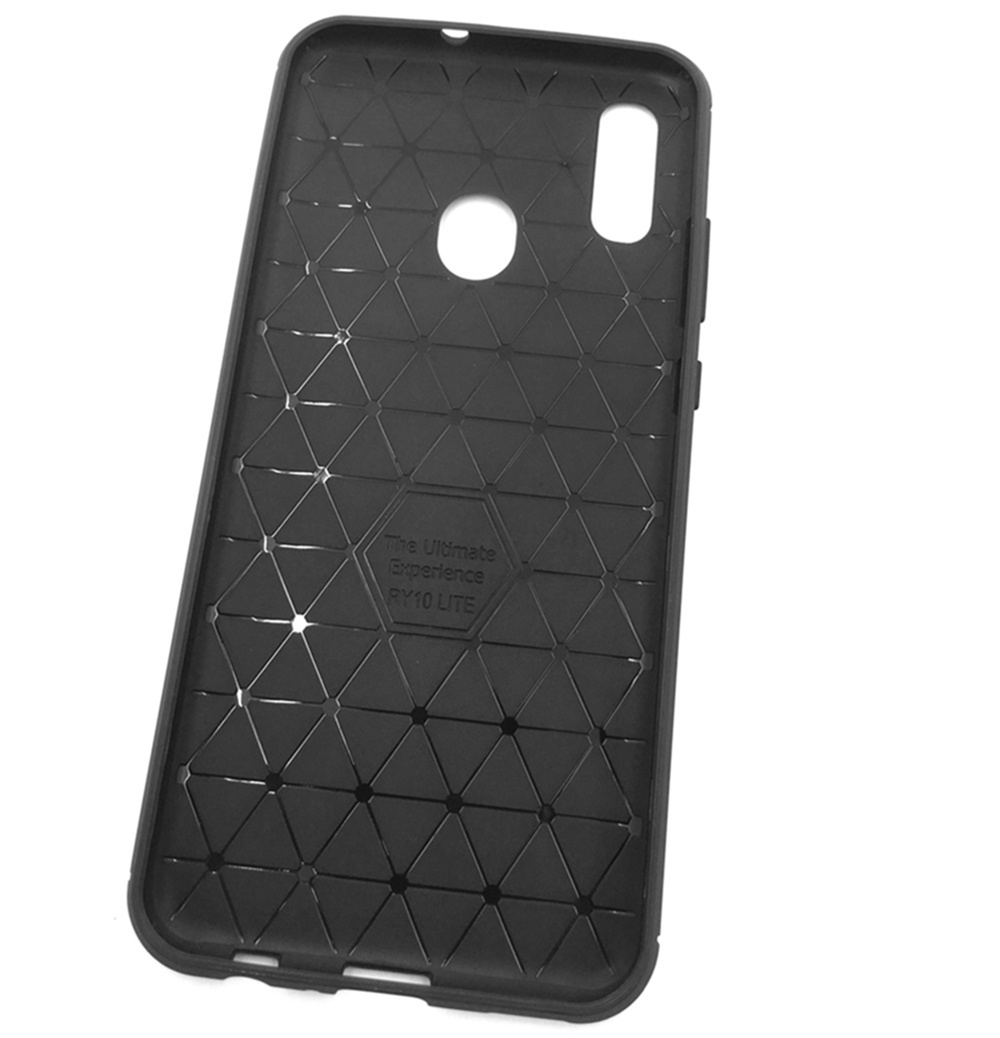фото Чехол для сотового телефона Мобильная мода Honor 10 Lite / P Smart (2019) Накладка силиконовая противоударная с текстурой карбона, черный