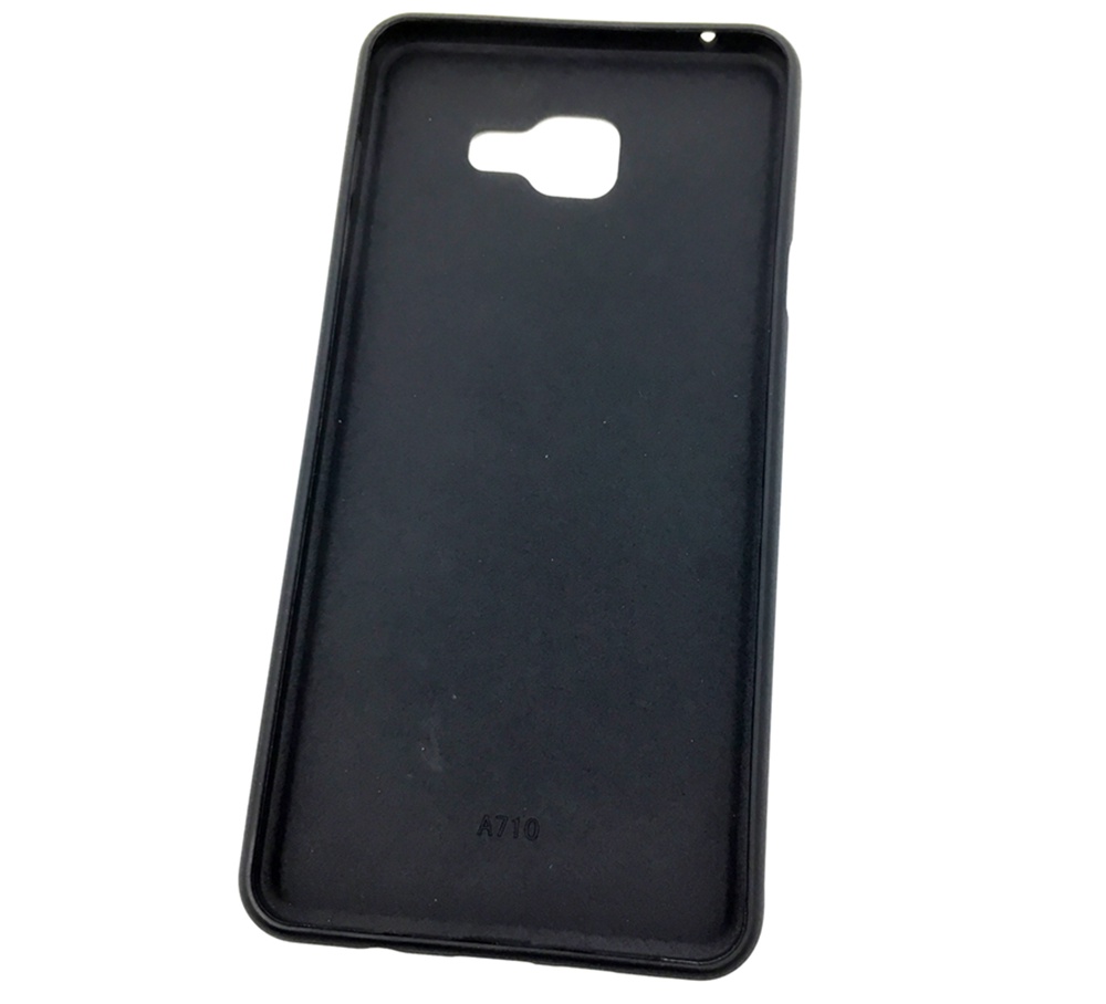 фото Чехол для сотового телефона Мобильная мода Samsung A7 2016 Накладка силиконовая с кожаной нашивкой и логотипом ORIG, черный