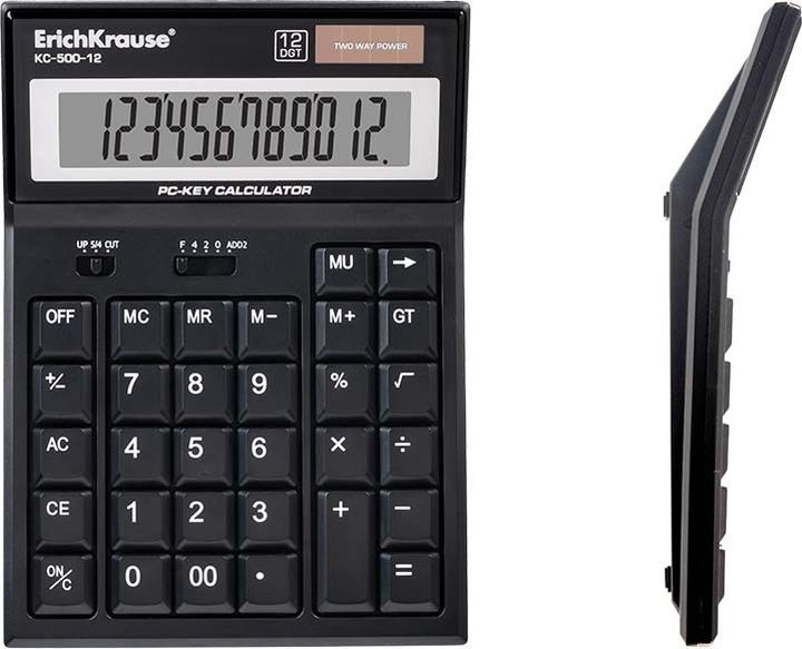 Калькулятор настольный ErichKrause PC-key KC-500-12, 12 разрядов,черный Калькулятор настольный ErichKrause PC-key KC-500-12, 12 разрядов,черный