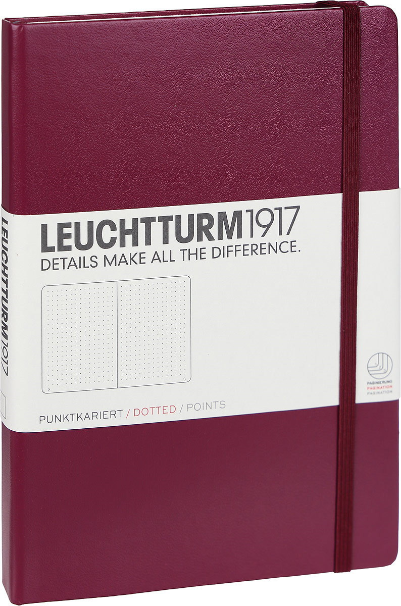 Записная книжка Leuchtturm1917, 359695, бордовый, A5 (148 x 210 мм), в точку, 125 листов