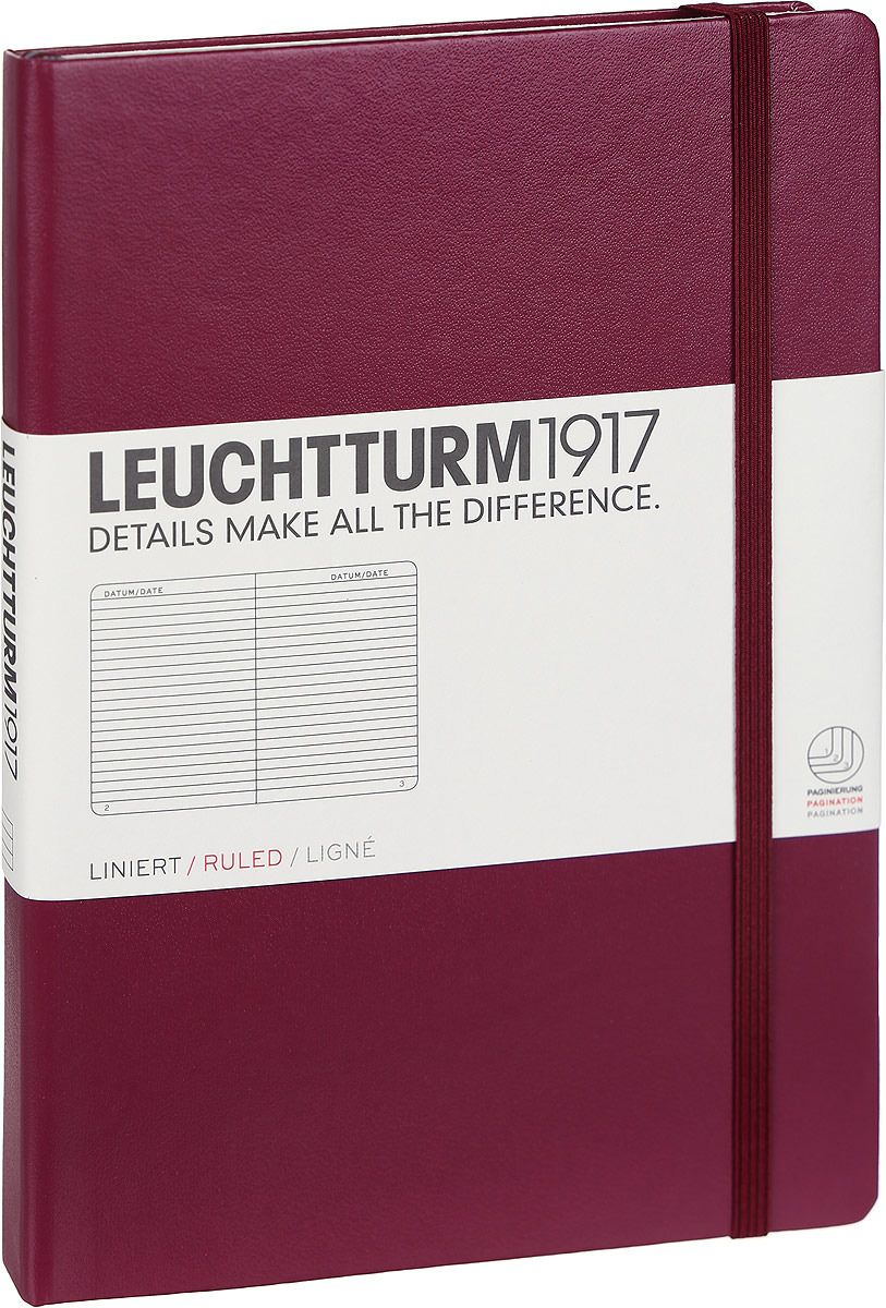 Записная книжка Leuchtturm1917, 359691, бордовый, A5 (148 x 210 мм), в линейку, 125 листов Записная книжка Leuchtturm1917, 359691, бордовый, A5 (148 x 210 мм), в линейку, 125 листов