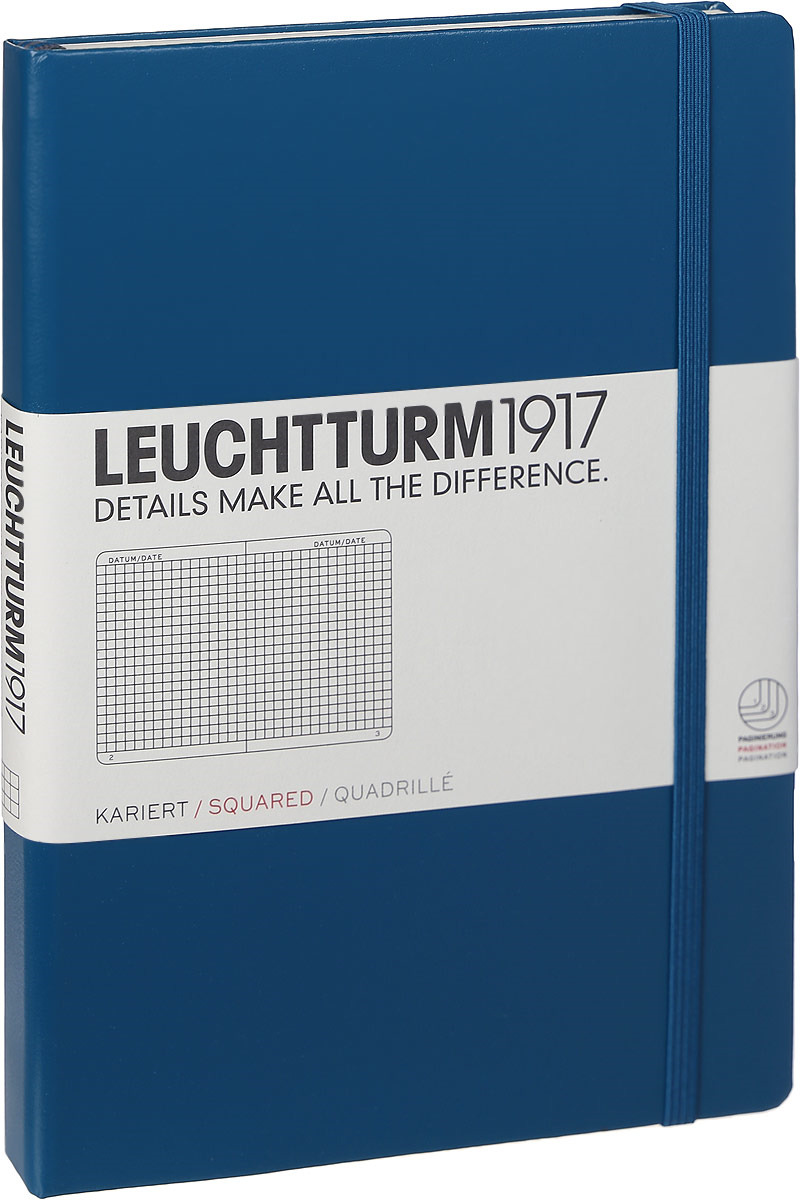 Записная книжка Leuchtturm1917, 359693, синий, A5 (148 x 210 мм), в клетку, 125 листов Записная книжка Leuchtturm1917, 359693, синий, A5 (148 x 210 мм), в клетку, 125 листов