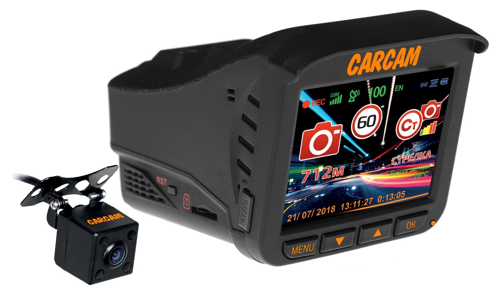 фото Автомобильный видеорегистратор с радар-детектором 5 в 1 CARCAM COMBO 5S, черный Каркам