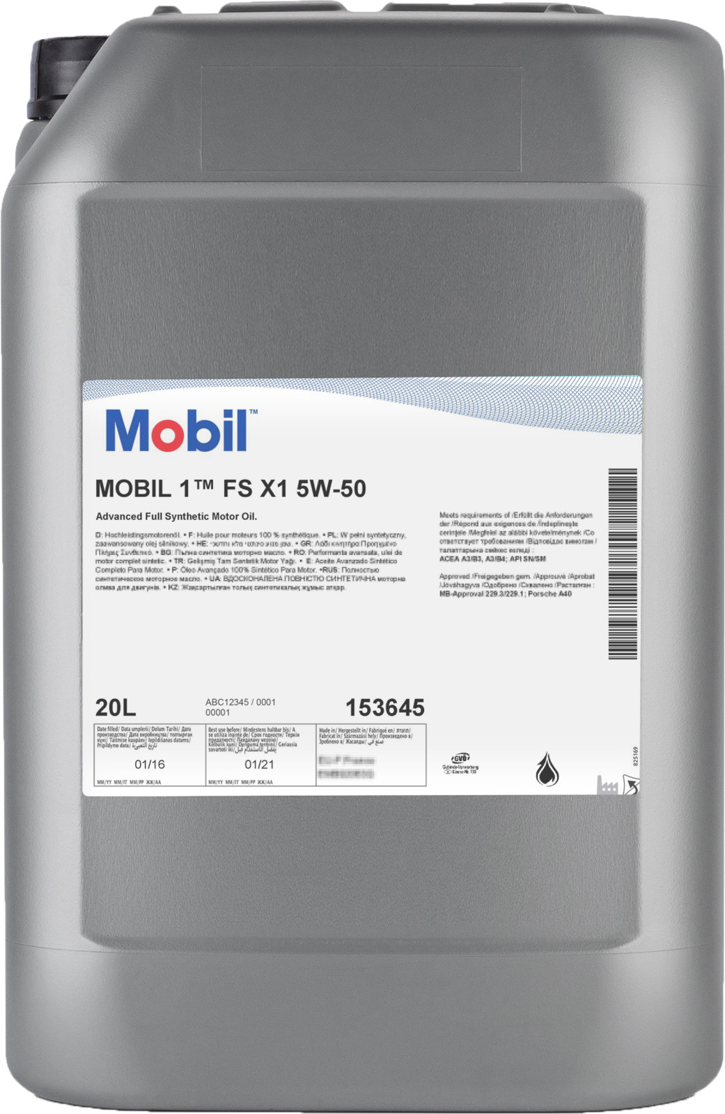 фото Моторное масло Mobil 1 FS x1, синтетическое, 5W-50, 20 л