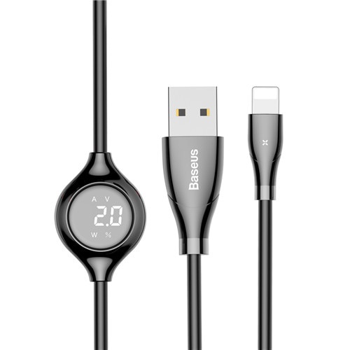 фото Зарядное устройство Baseus USB-кабель с цифровым дисплеем, белый