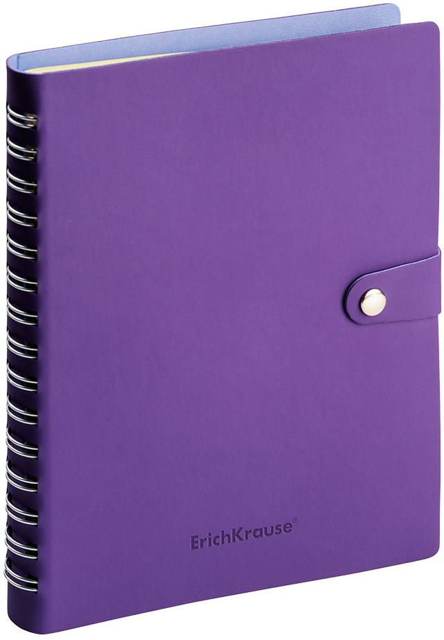 Ежедневник ErichKrause Soft Touch, недатированный, на спирали, с хлястиком, A5, 47947, фиолетовый, 160 листов Ежедневник ErichKrause Soft Touch, недатированный, на спирали, с хлястиком, A5, 47947, фиолетовый, 160 листов