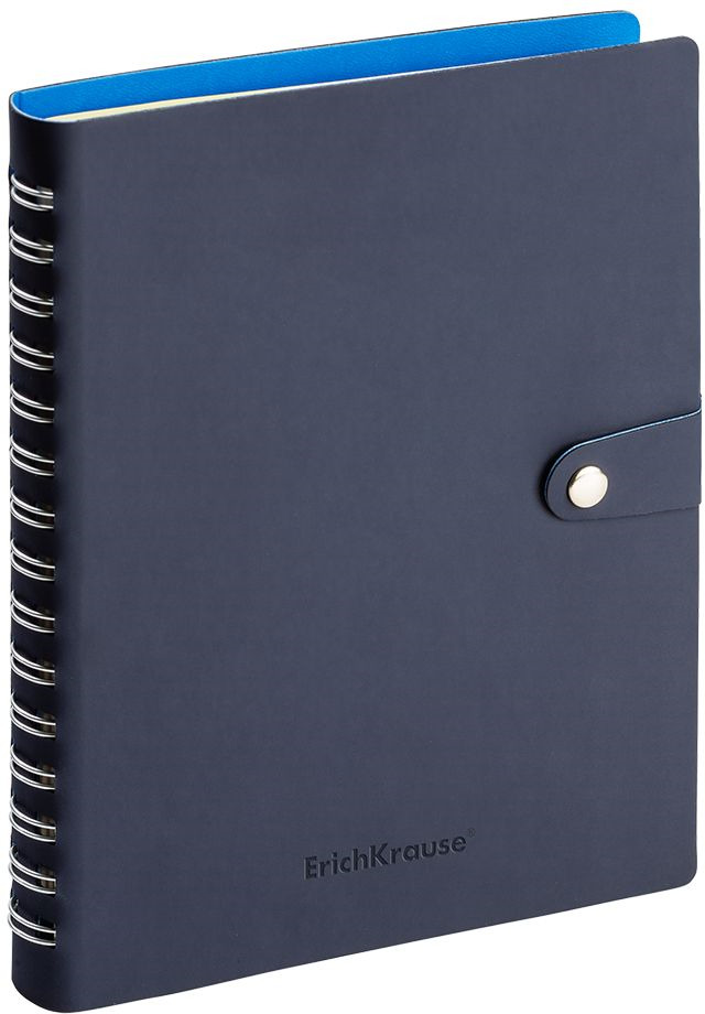 Ежедневник ErichKrause Soft Touch, недатированный, на спирали, с хлястиком, A5, 47948, синий, 160 листов Ежедневник ErichKrause Soft Touch, недатированный, на спирали, с хлястиком, A5, 47948, синий, 160 листов