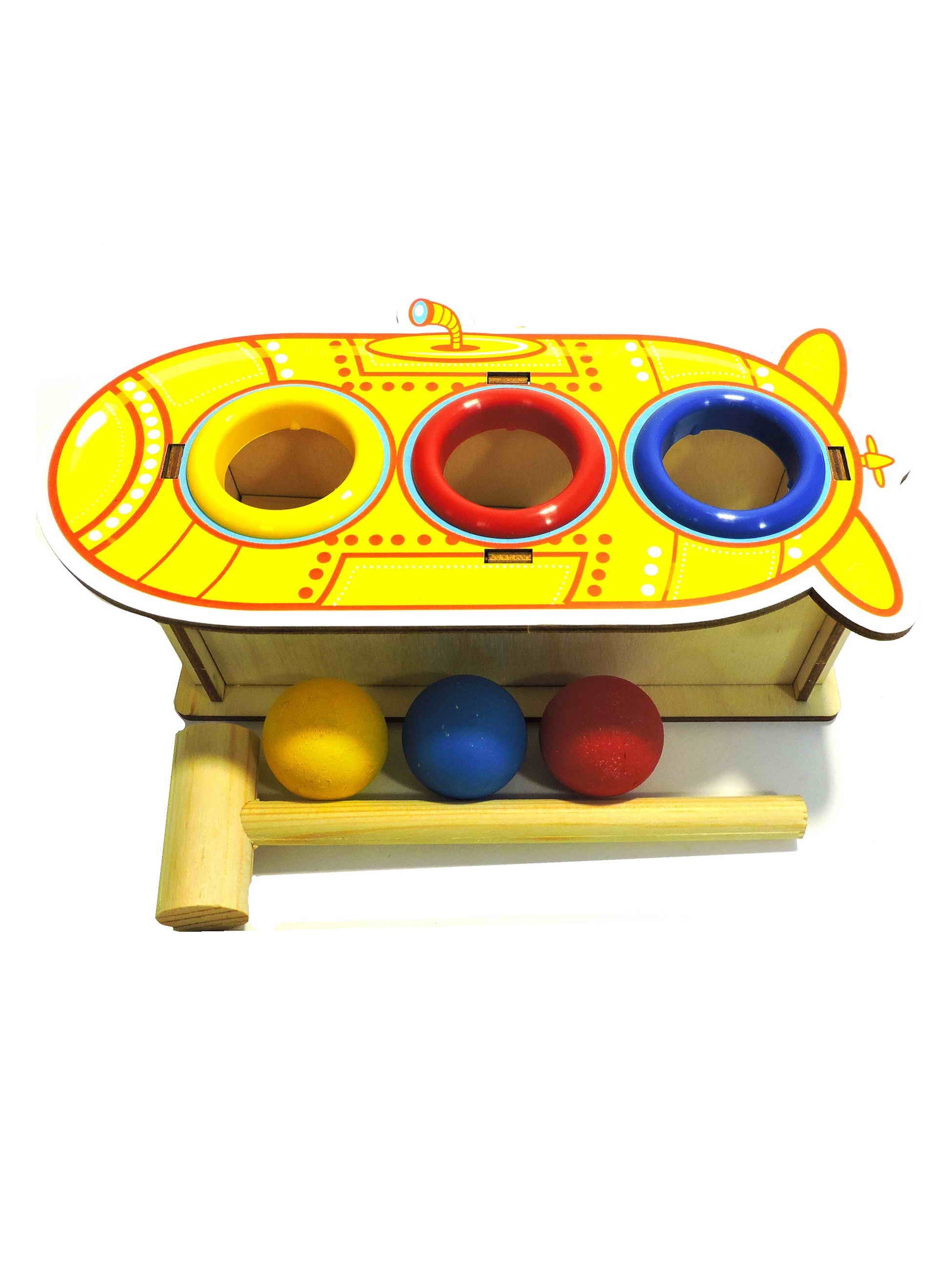 фото Обучающая игра Taowa Стучалка "Субмарина" (3 отверстия). желтый