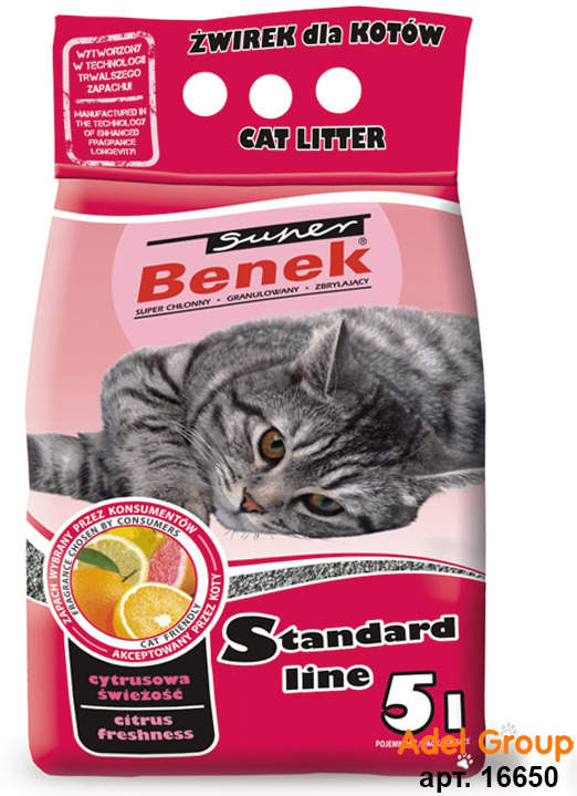 фото Наполнитель для кошачьего туалета Super Benek Стандарт Лайн, комкующийся, цитрусовая свежесть, 5 л