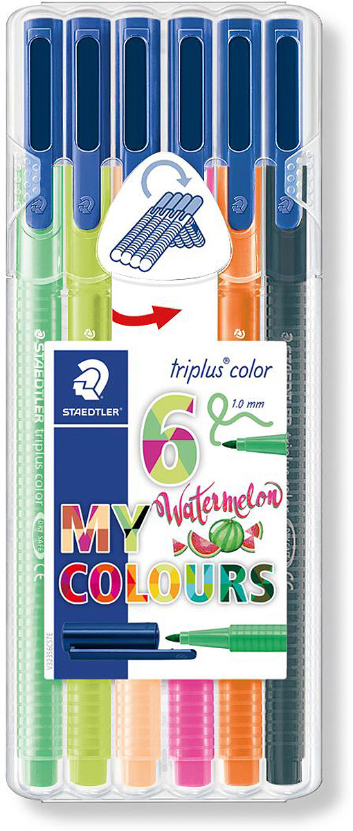 Набор фломастеров Staedtler Triplus Color Арбуз, 323SB6CS7, 6 цветов Набор фломастеров Staedtler Triplus Color Арбуз, 323SB6CS7, 6 цветов