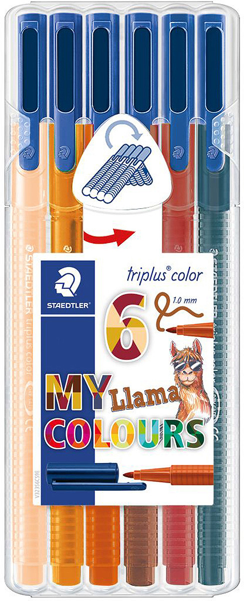 Набор фломастеров Staedtler Triplus Color Ламы, 323SB6CS9, 6 цветов Набор фломастеров Staedtler Triplus Color Ламы, 323SB6CS9, 6 цветов