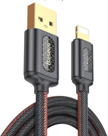 фото Кабель Baseus Cowboy Cable USB For iP 2.4A 1m, черный