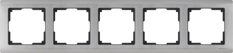 фото Рамка электроустановочная Werkel на 5 постов (глянцевый никель) WL02-Frame-05, серый металлик