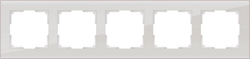 фото Рамка электроустановочная Werkel на 5 постов (дымчатый,стекло) WL01-Frame-05, белый