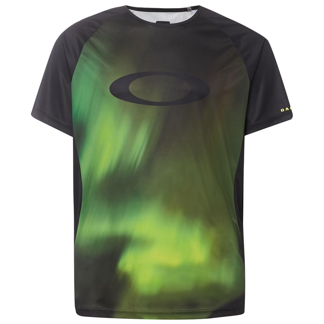 фото Веломайка мужская Oakley MTB SS Tech Tee, 457608-9A4_Aurora Borealis, черный, зеленый, размер XL (52)