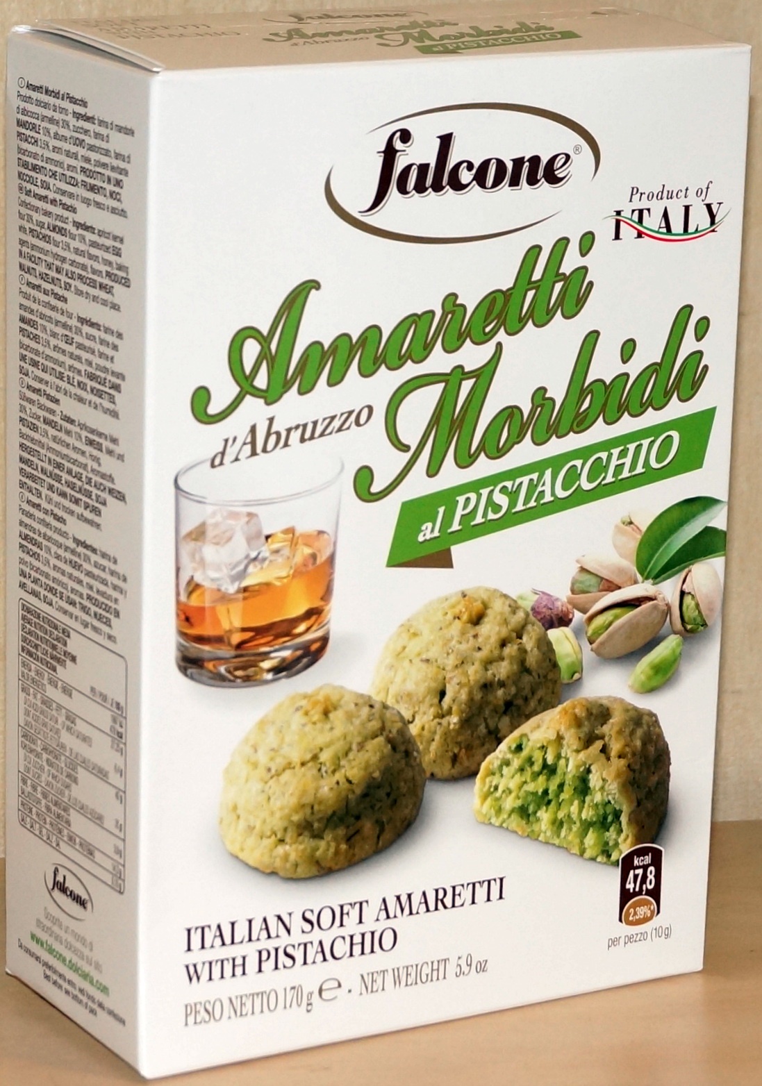 Печенье Falcone -итальянское мягкое миндальное с фисташками Amaretti Pistachio Soft, 170 г