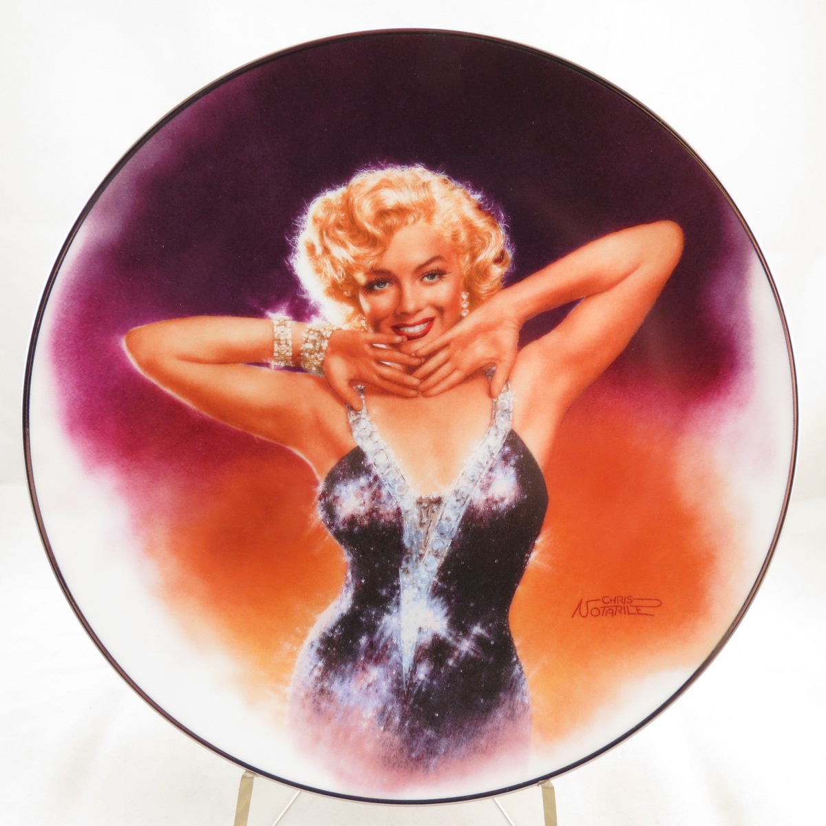 фото Декоративная тарелка DELPHI "Магия Мерилин: Сияние Звезды". Фарфор, деколь, золочение. США, Крис Нотарил, 1993