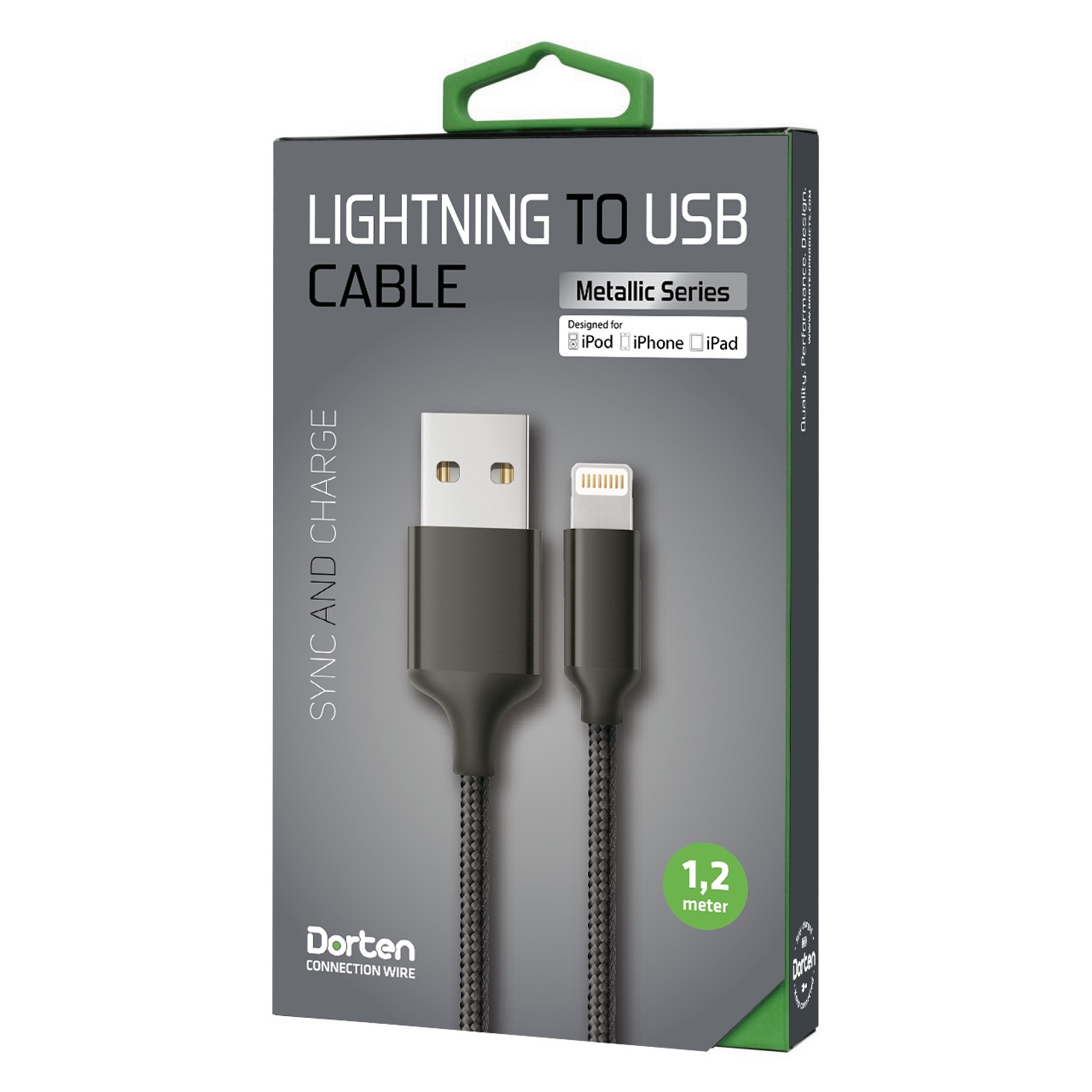 фото Кабель DORTEN Lightning to USB cable: Metallic Series 1.2 meter, черный