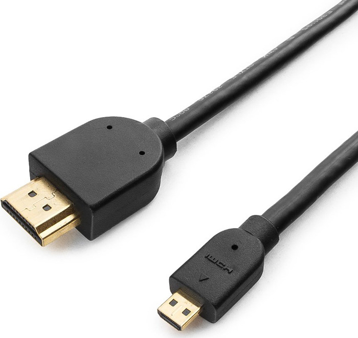 фото Кабель HDMI-microHDMI Gembird/Cablexpert, 1.8м, v1.3, 19M/19M, черный, позол.разъемы, экран, пакет CC-HDMID-6