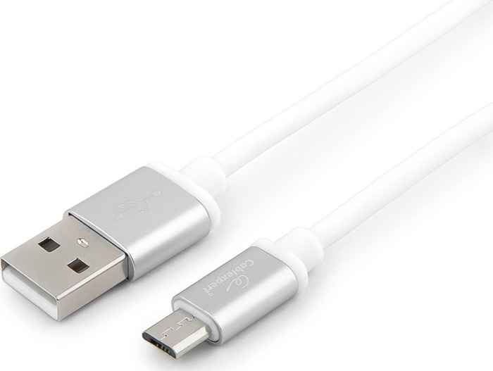 фото Кабель Cablexpert Silver, USB 2.0, AM/microB, 3 м, белый