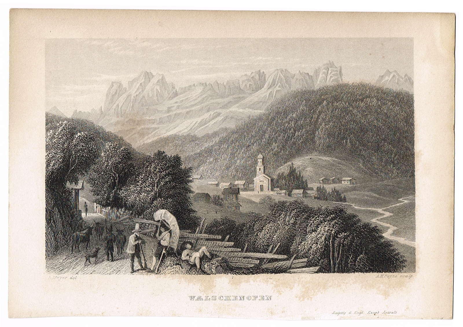 фото Гравюра Вальтенхофен. офорт. Германия 1830-1840 гг