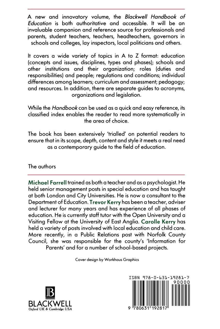 Farrell, Kerry Blackwell Handbook of Education farrell kerry blackwell handbook of education
