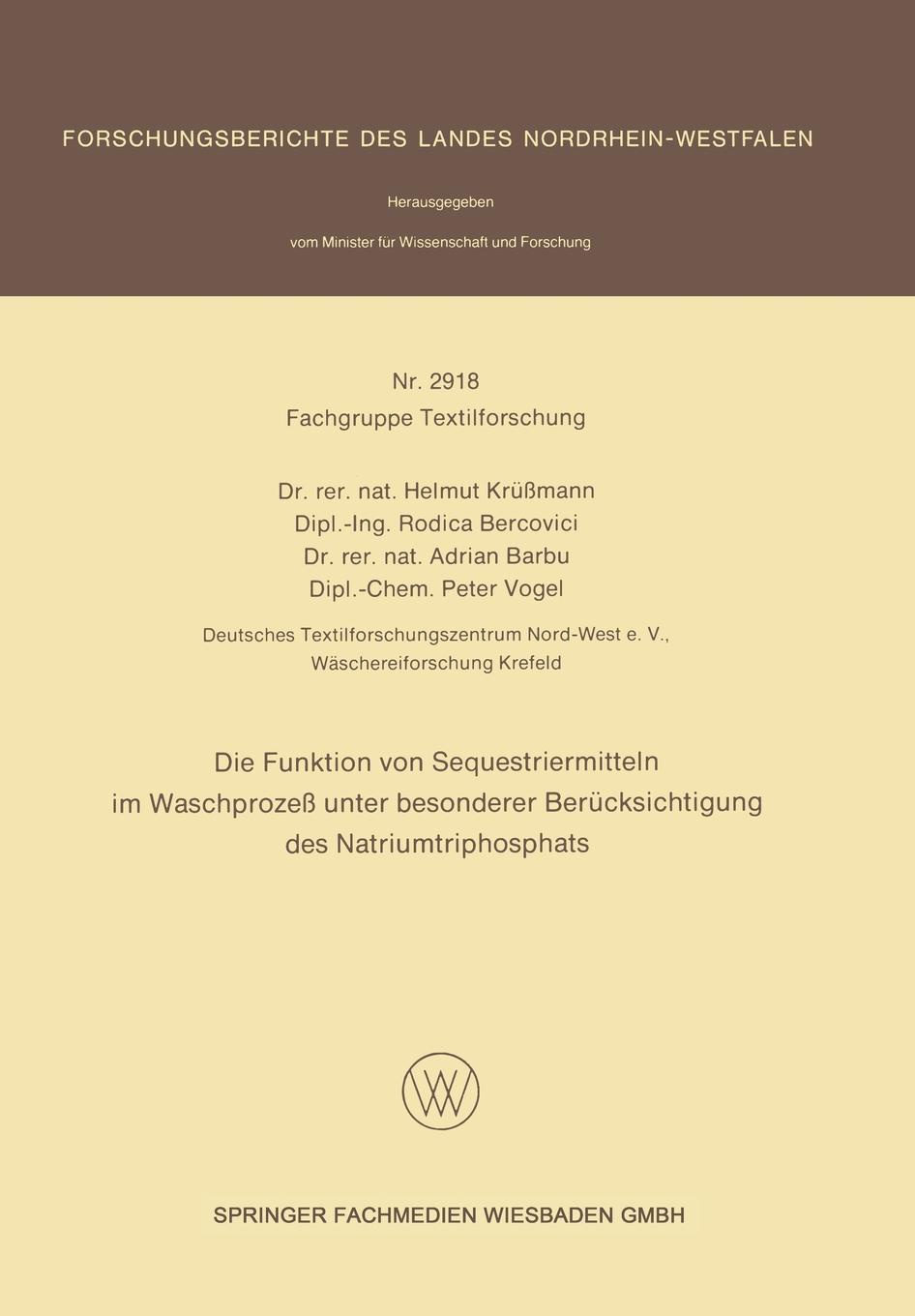 Die Funktion Von Sequestriermitteln Im Waschprozess Unter Besonderer Berucksichtigung Des Natriumtriphosphats