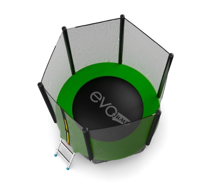 фото Батут EVO JUMP External 8ft (Green) + Lower net. с внешней сеткой и лестницей, диаметр 8ft (зеленый) + нижняя сеть зеленый