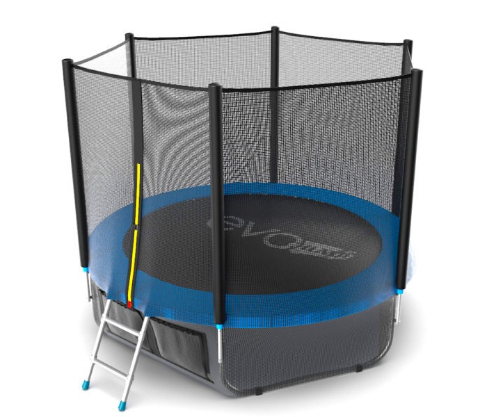 фото Батут EVO JUMP External 8ft (Blue) + Lower net. с внешней сеткой и лестницей, диаметр 8ft (синий) + нижняя сеть