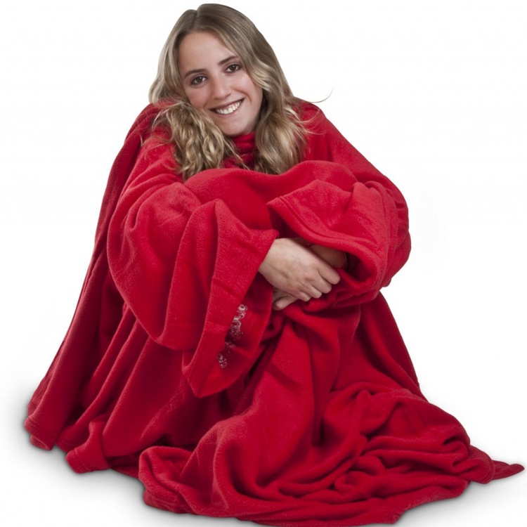 фото Плед с рукавами Migliores Одеяло-плед с рукавами, красный