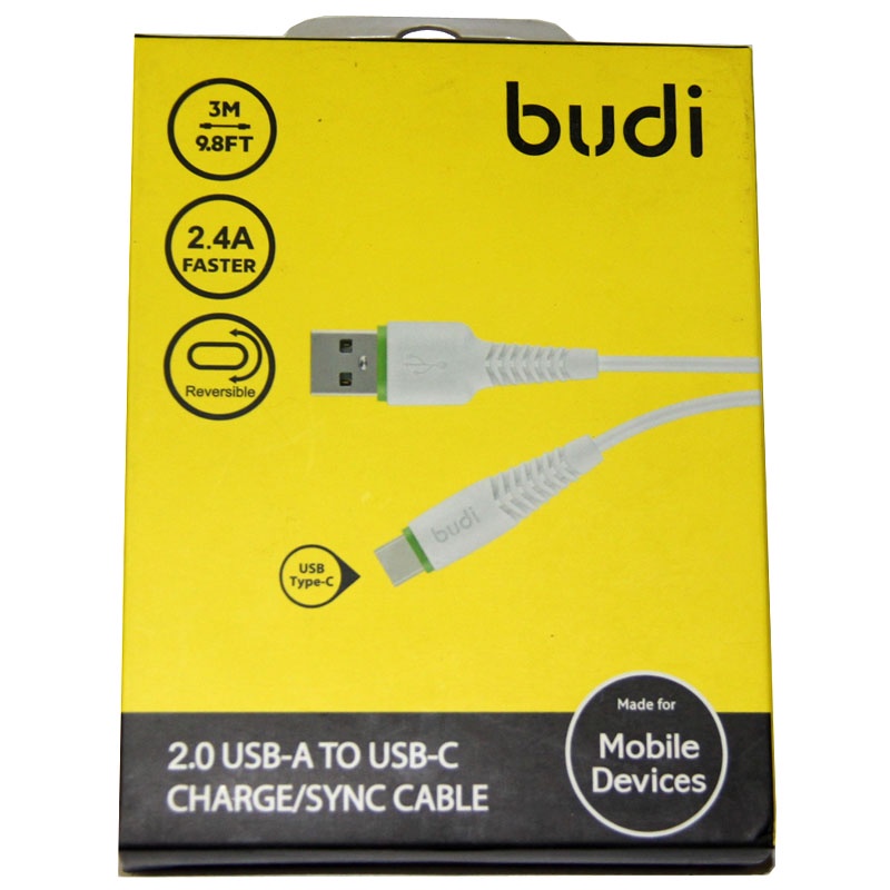 фото Кабель Budi USB - Type-C (M8J150T09-WHT) 3 м белый