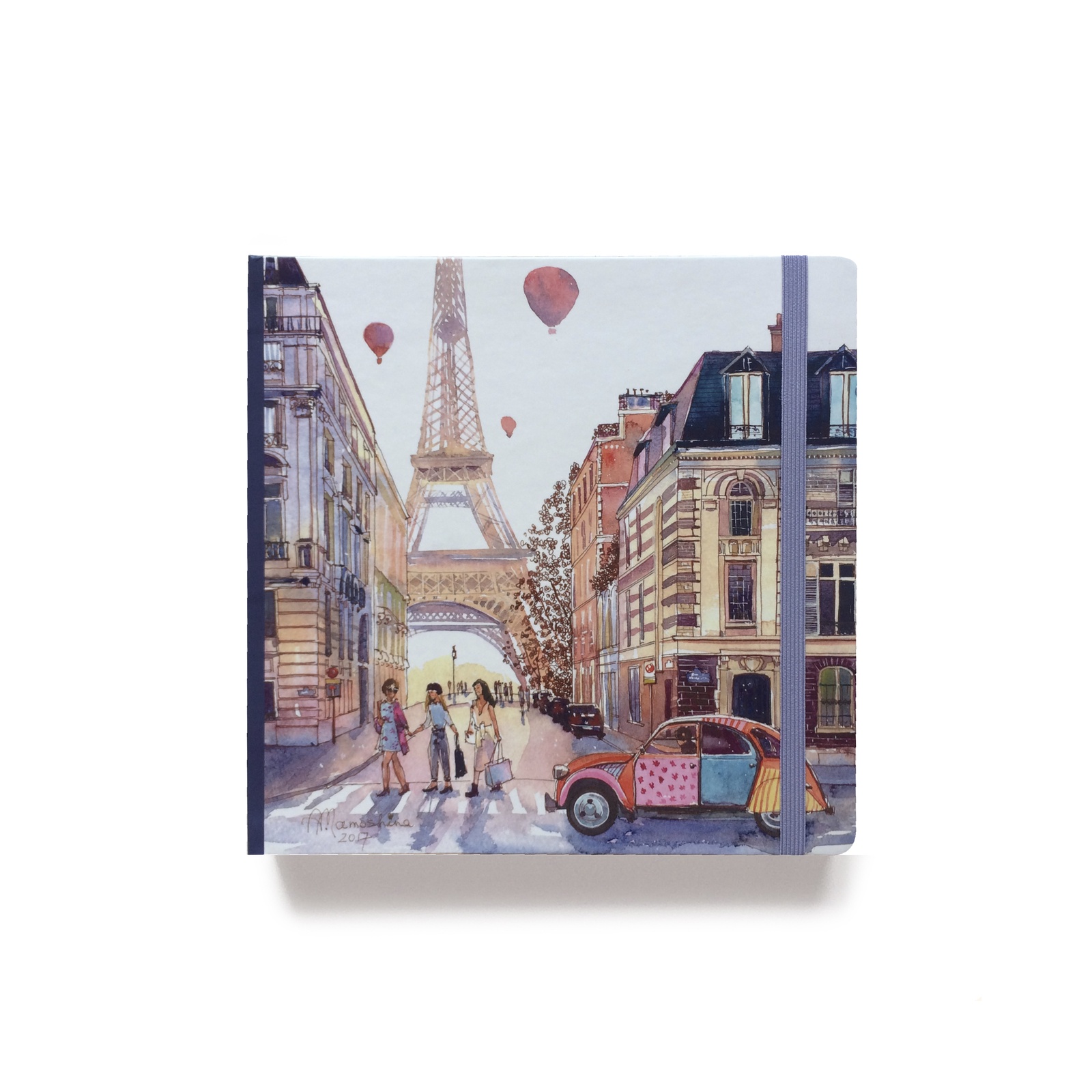 фото Квадратный скетчбук для акварели "Прогулка по Парижу" с бумагой 100% хлопок 250г. Sketch story